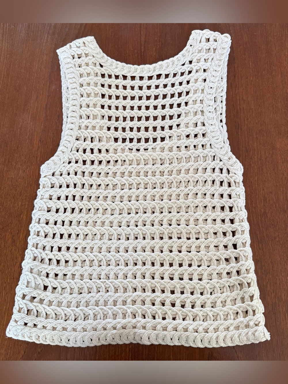 Sleeveless Open Knit Cotton Sweater